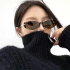 2024 New modern retro high-end tea-colored narrow-framed small brown sunglasses for women with round faces to make them look slimmer. Cat-eye sunglasses Application Scenario